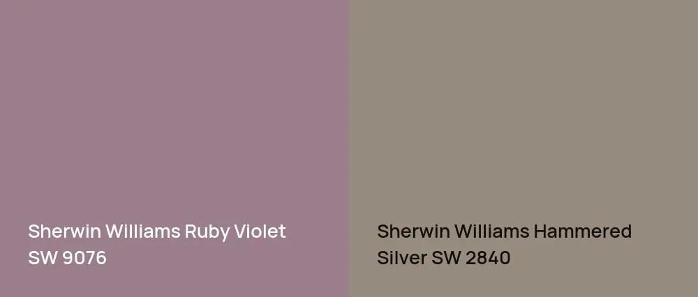 Sherwin Williams Ruby Violet SW 9076 vs Sherwin Williams Hammered Silver SW 2840