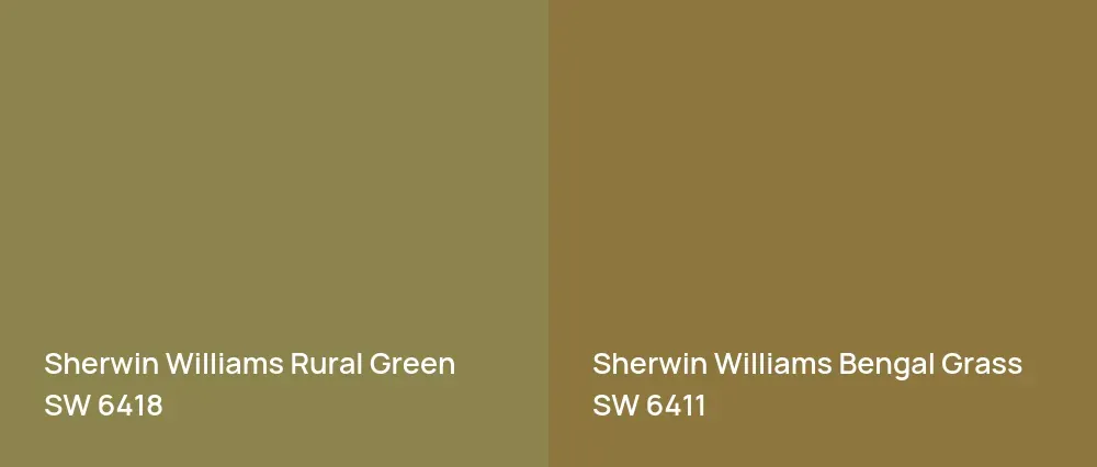 Sherwin Williams Rural Green SW 6418 vs Sherwin Williams Bengal Grass SW 6411