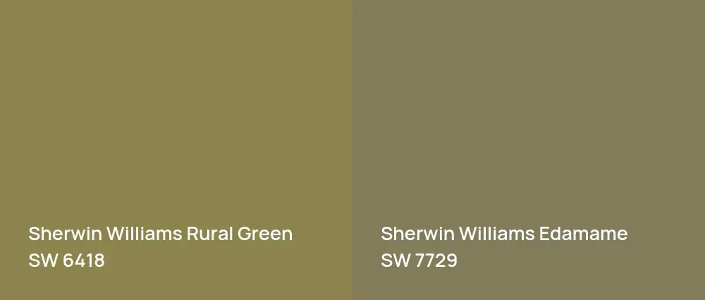 Sherwin Williams Rural Green SW 6418 vs Sherwin Williams Edamame SW 7729