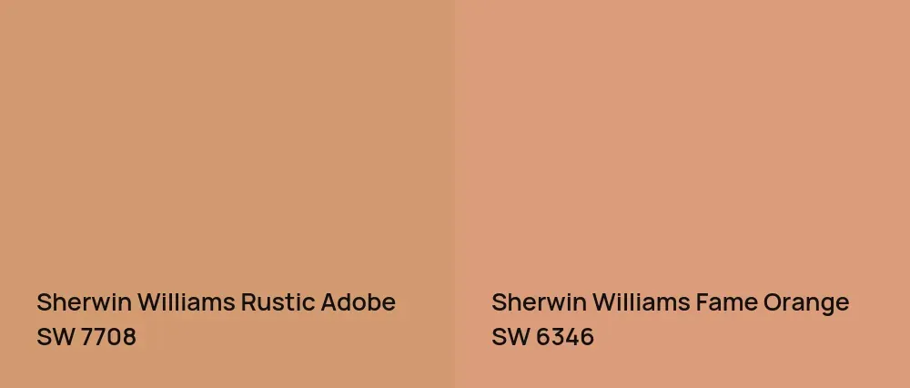 Sherwin Williams Rustic Adobe SW 7708 vs Sherwin Williams Fame Orange SW 6346