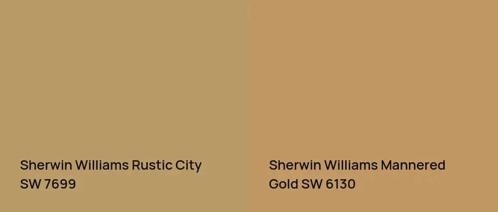 Sherwin Williams Rustic City SW 7699 vs Sherwin Williams Mannered Gold SW 6130