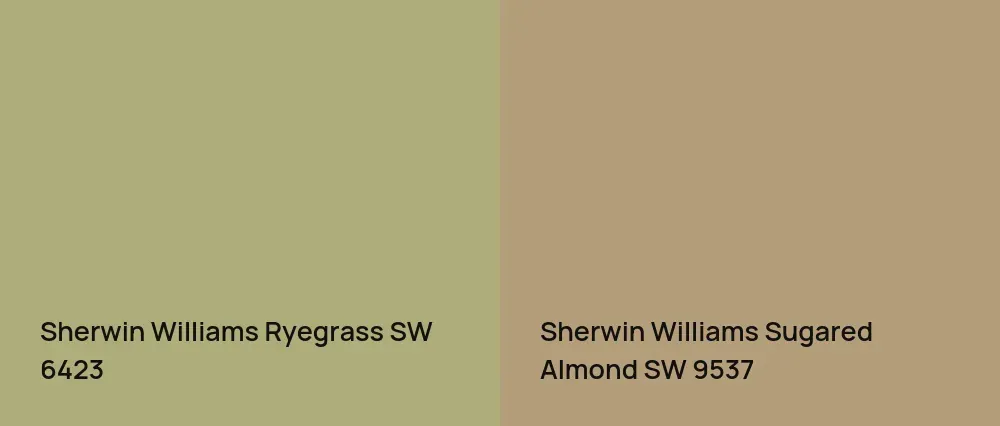 Sherwin Williams Ryegrass SW 6423 vs Sherwin Williams Sugared Almond SW 9537