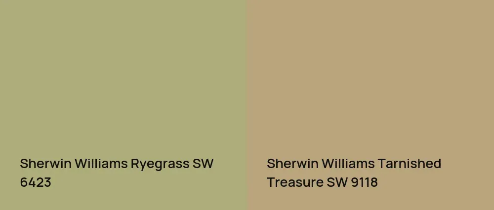 Sherwin Williams Ryegrass SW 6423 vs Sherwin Williams Tarnished Treasure SW 9118