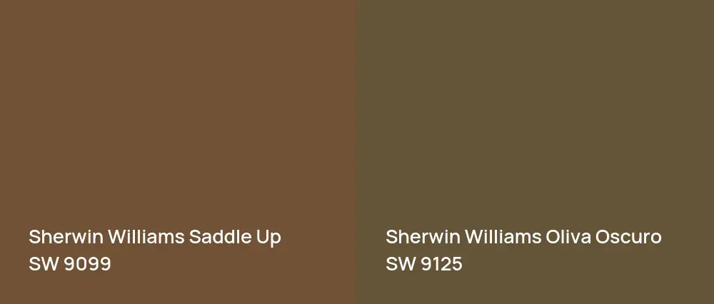 Sherwin Williams Saddle Up SW 9099 vs Sherwin Williams Oliva Oscuro SW 9125