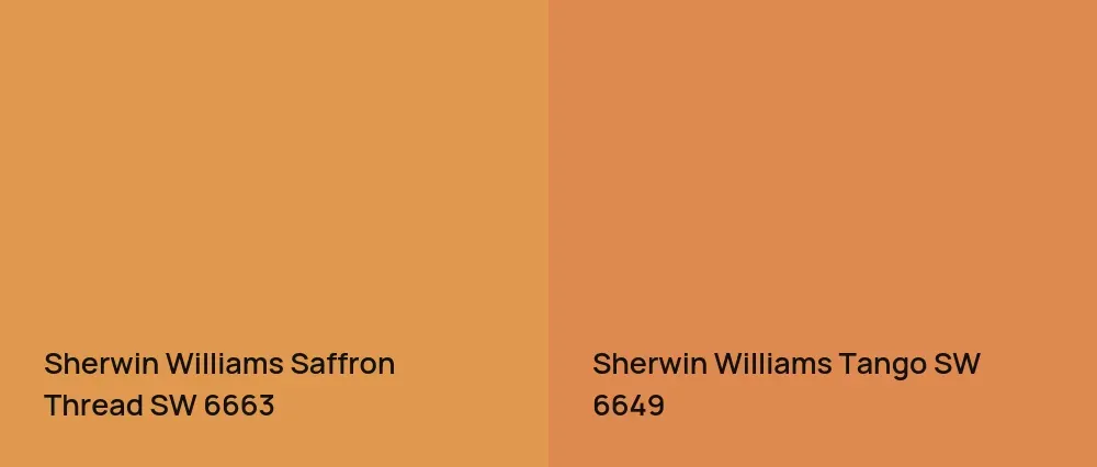 Sherwin Williams Saffron Thread SW 6663 vs Sherwin Williams Tango SW 6649