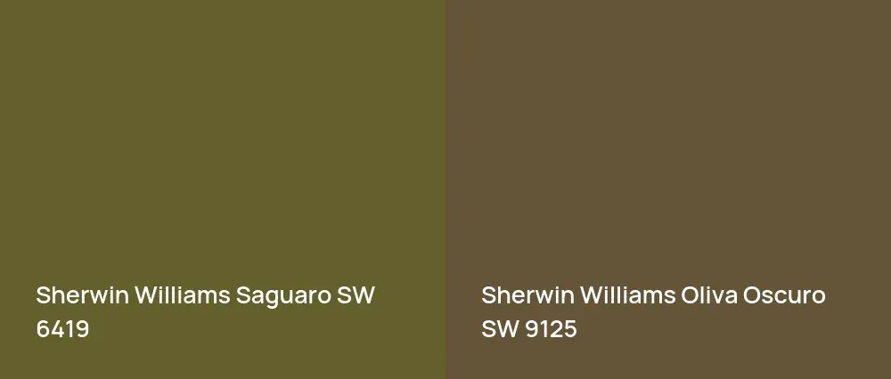 Sherwin Williams Saguaro SW 6419 vs Sherwin Williams Oliva Oscuro SW 9125