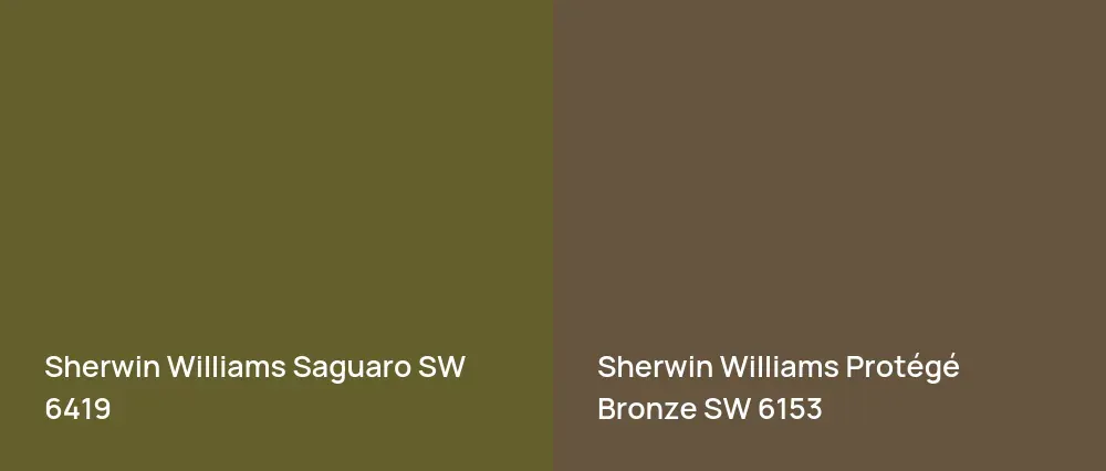 Sherwin Williams Saguaro SW 6419 vs Sherwin Williams Protégé Bronze SW 6153