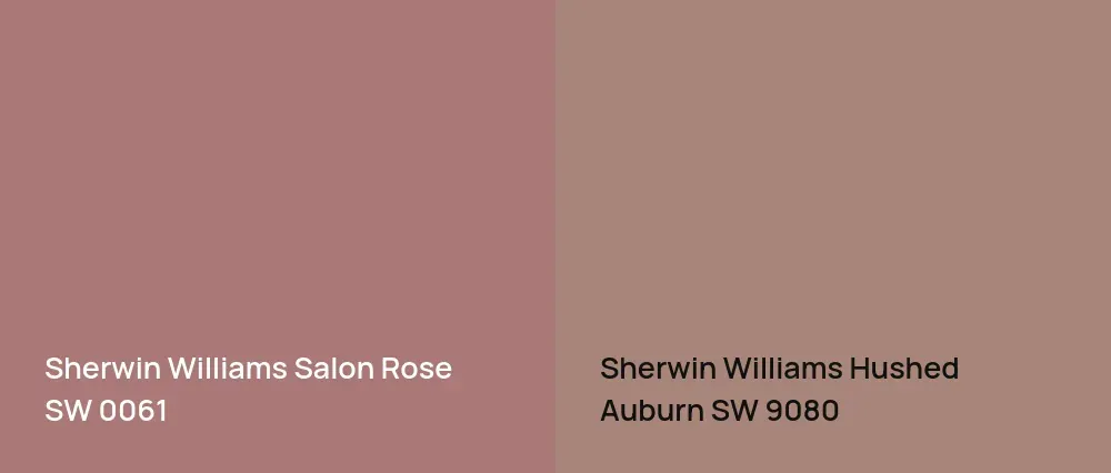Sherwin Williams Salon Rose SW 0061 vs Sherwin Williams Hushed Auburn SW 9080