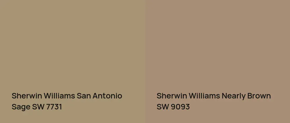 Sherwin Williams San Antonio Sage SW 7731 vs Sherwin Williams Nearly Brown SW 9093