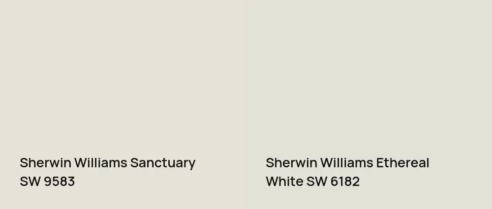 Sherwin Williams Sanctuary SW 9583 vs Sherwin Williams Ethereal White SW 6182