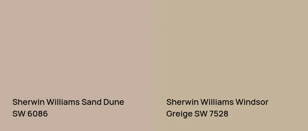 Sherwin Williams Sand Dune SW 6086 vs Sherwin Williams Windsor Greige SW 7528