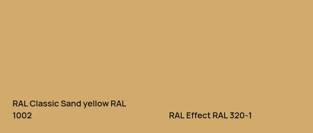 RAL Classic  Sand yellow RAL 1002 vs RAL Effect  RAL 320-1