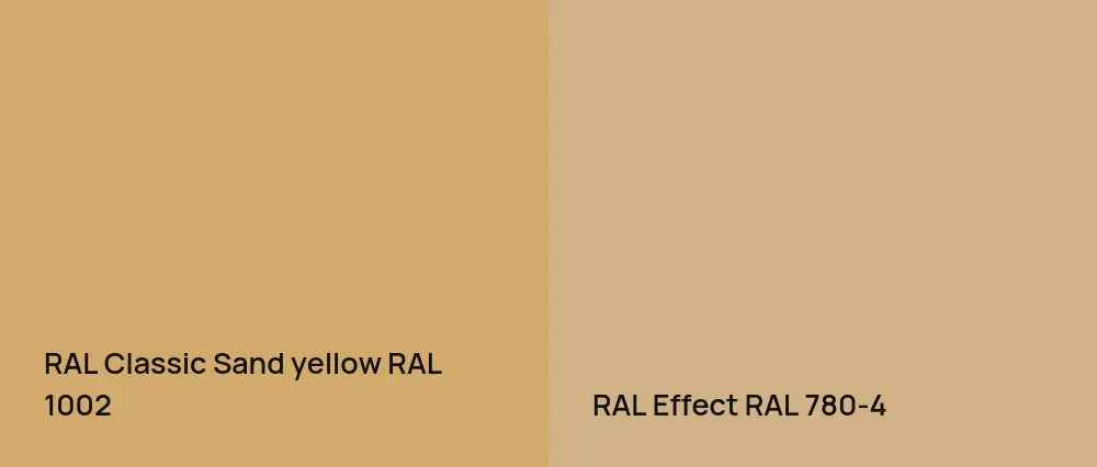 RAL Classic  Sand yellow RAL 1002 vs RAL Effect  RAL 780-4