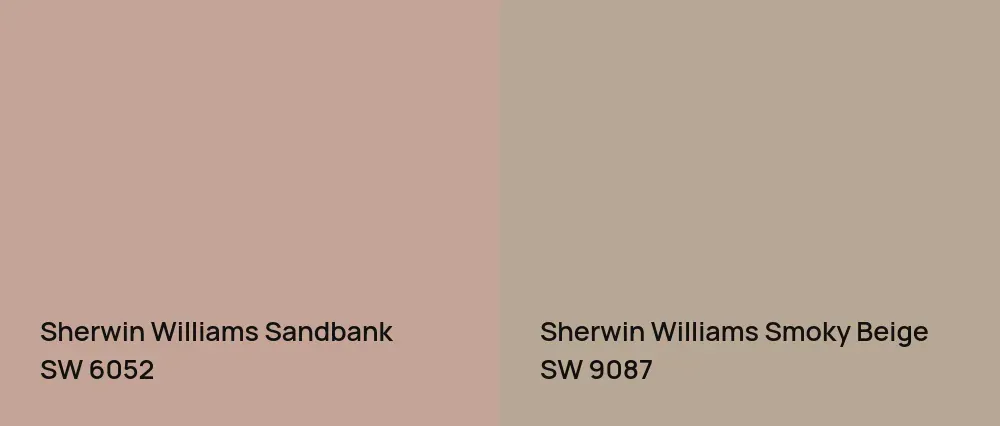 Sherwin Williams Sandbank SW 6052 vs Sherwin Williams Smoky Beige SW 9087