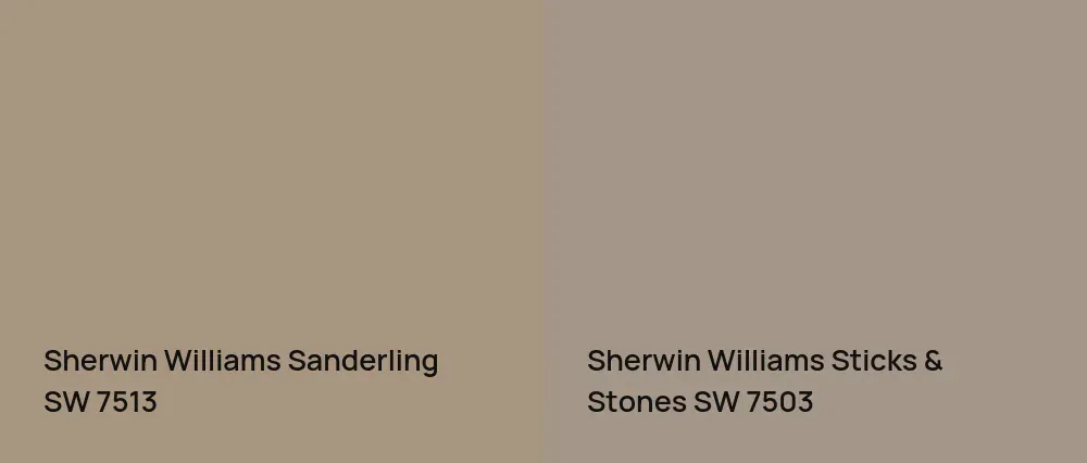 Sherwin Williams Sanderling SW 7513 vs Sherwin Williams Sticks & Stones SW 7503