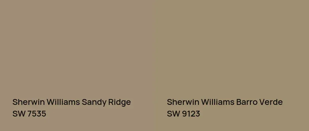 Sherwin Williams Sandy Ridge SW 7535 vs Sherwin Williams Barro Verde SW 9123