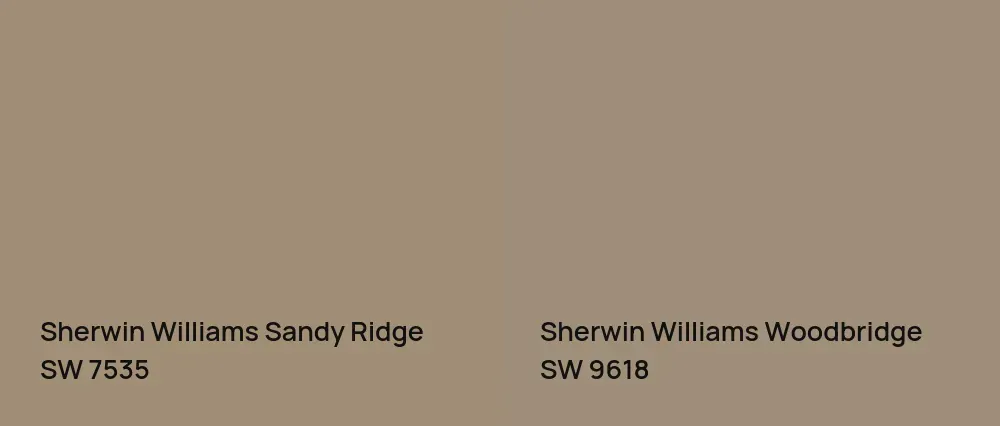 Sherwin Williams Sandy Ridge SW 7535 vs Sherwin Williams Woodbridge SW 9618
