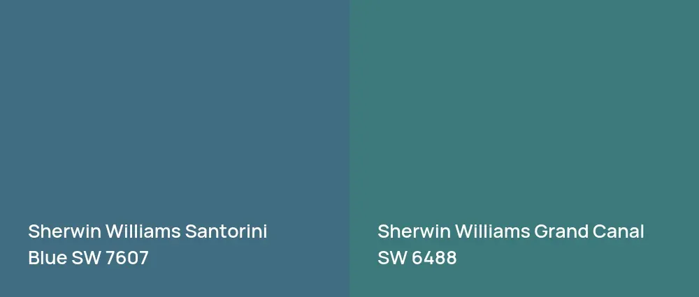 Sherwin Williams Santorini Blue SW 7607 vs Sherwin Williams Grand Canal SW 6488