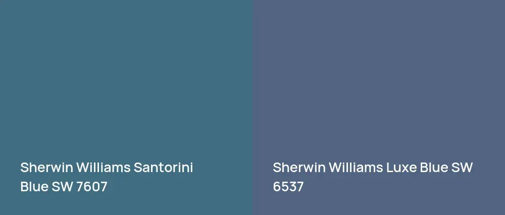 Sherwin Williams Santorini Blue SW 7607 vs Sherwin Williams Luxe Blue SW 6537