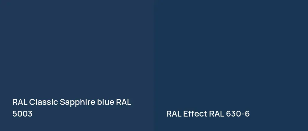 RAL Classic  Sapphire blue RAL 5003 vs RAL Effect  RAL 630-6