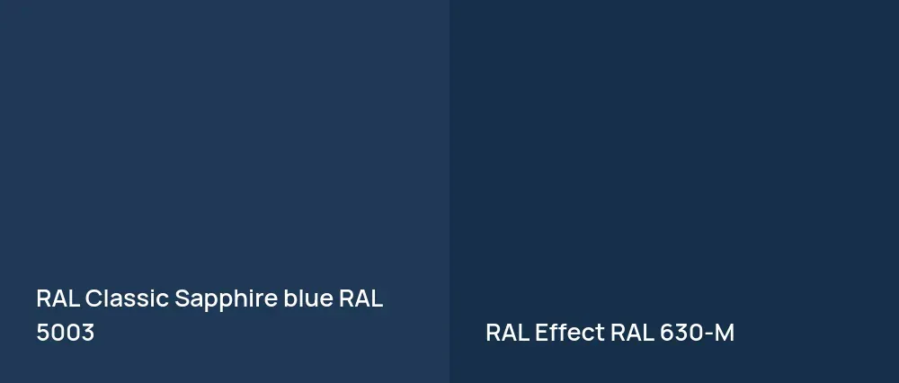 RAL Classic  Sapphire blue RAL 5003 vs RAL Effect  RAL 630-M