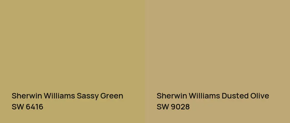 Sherwin Williams Sassy Green SW 6416 vs Sherwin Williams Dusted Olive SW 9028