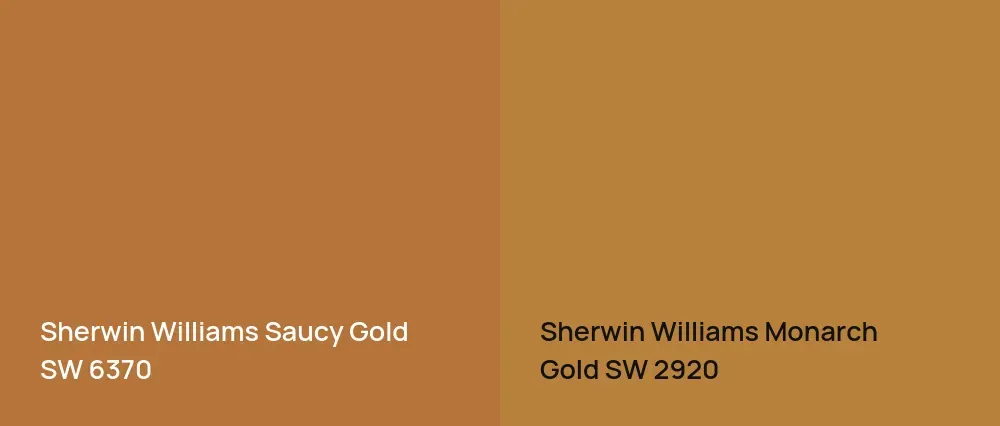 Sherwin Williams Saucy Gold SW 6370 vs Sherwin Williams Monarch Gold SW 2920