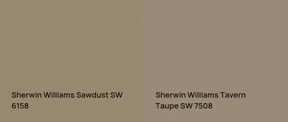 Sherwin Williams Sawdust SW 6158 vs Sherwin Williams Tavern Taupe SW 7508