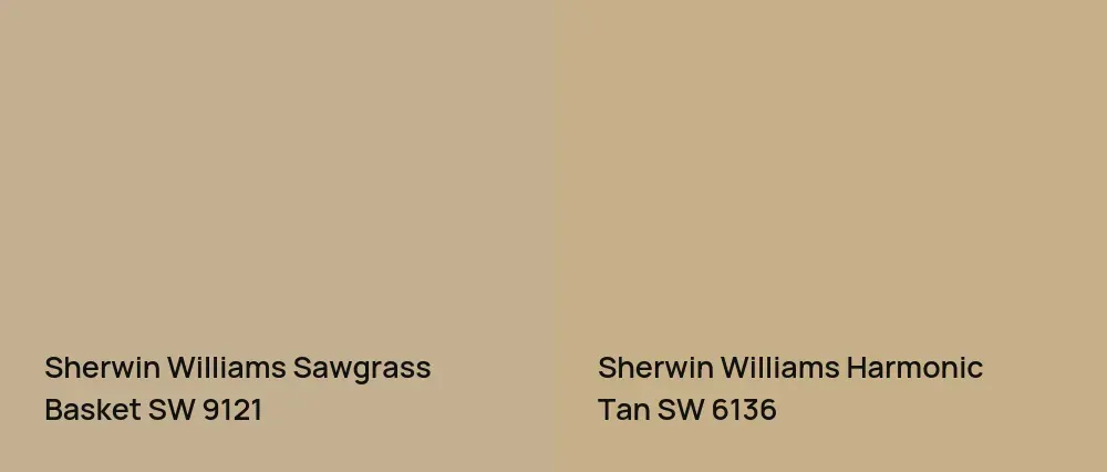 Sherwin Williams Sawgrass Basket SW 9121 vs Sherwin Williams Harmonic Tan SW 6136