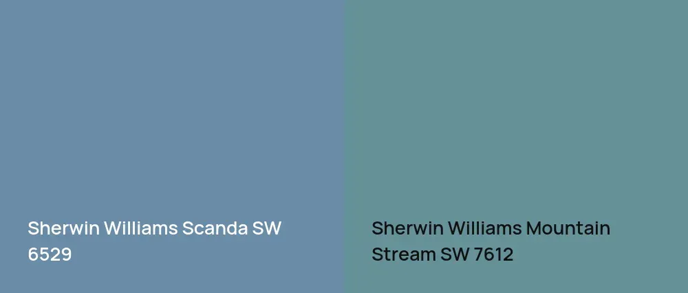 Sherwin Williams Scanda SW 6529 vs Sherwin Williams Mountain Stream SW 7612