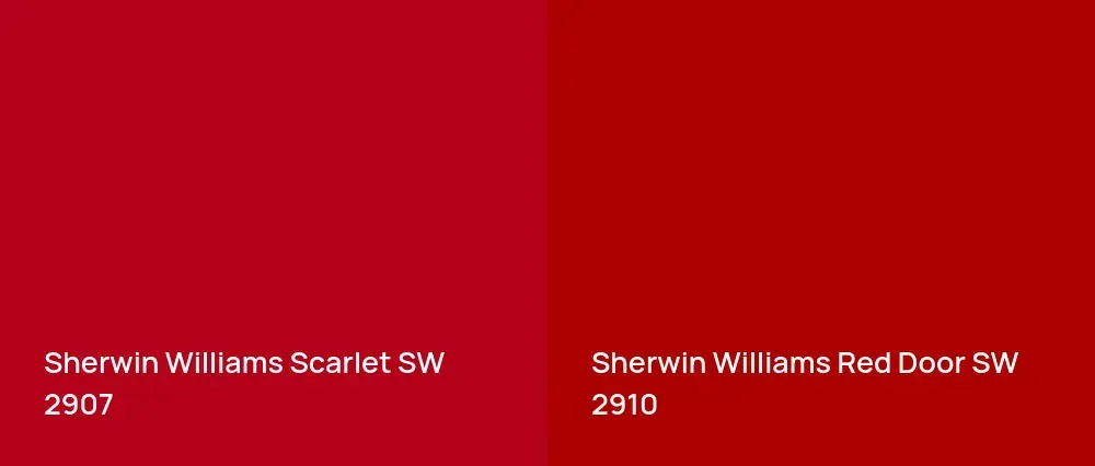Sherwin Williams Scarlet SW 2907 vs Sherwin Williams Red Door SW 2910