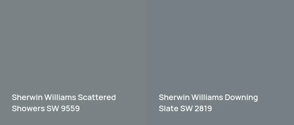 Sherwin Williams Scattered Showers SW 9559 vs Sherwin Williams Downing Slate SW 2819
