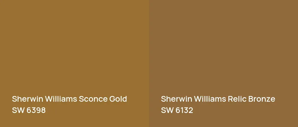 Sherwin Williams Sconce Gold SW 6398 vs Sherwin Williams Relic Bronze SW 6132