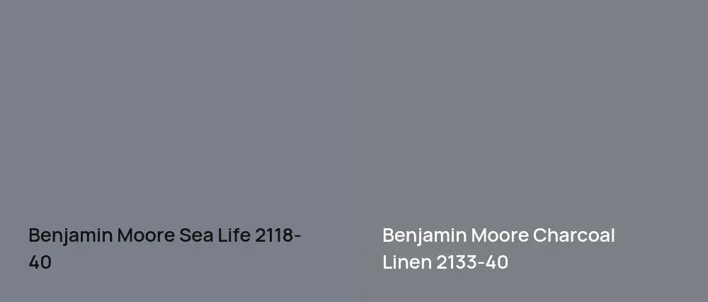 Benjamin Moore Sea Life 2118-40 vs Benjamin Moore Charcoal Linen 2133-40