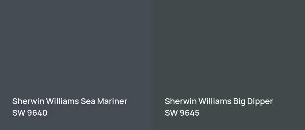 Sherwin Williams Sea Mariner SW 9640 vs Sherwin Williams Big Dipper SW 9645