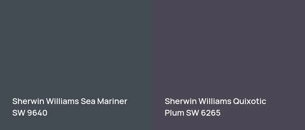 Sherwin Williams Sea Mariner SW 9640 vs Sherwin Williams Quixotic Plum SW 6265