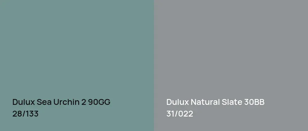Dulux Sea Urchin 2 90GG 28/133 vs Dulux Natural Slate 30BB 31/022