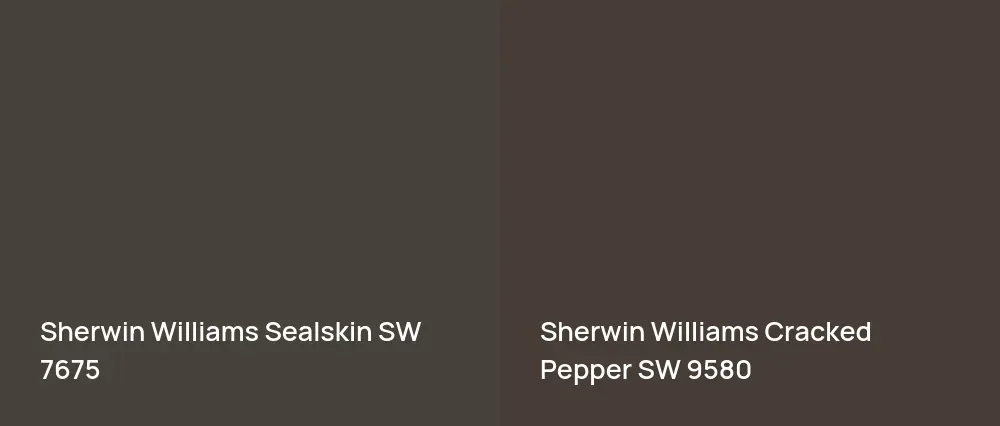 Sherwin Williams Sealskin SW 7675 vs Sherwin Williams Cracked Pepper SW 9580