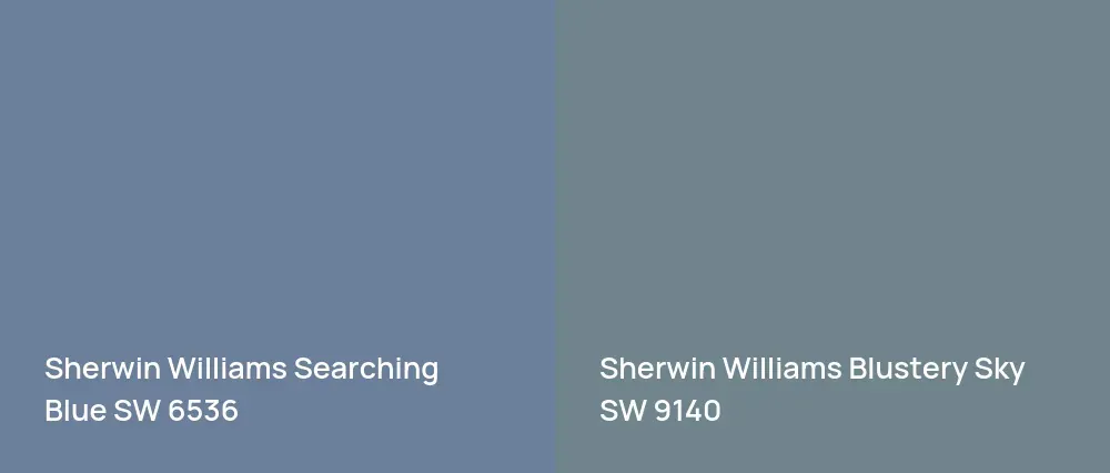 Sherwin Williams Searching Blue SW 6536 vs Sherwin Williams Blustery Sky SW 9140