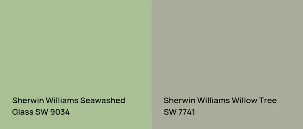 Sherwin Williams Seawashed Glass SW 9034 vs Sherwin Williams Willow Tree SW 7741