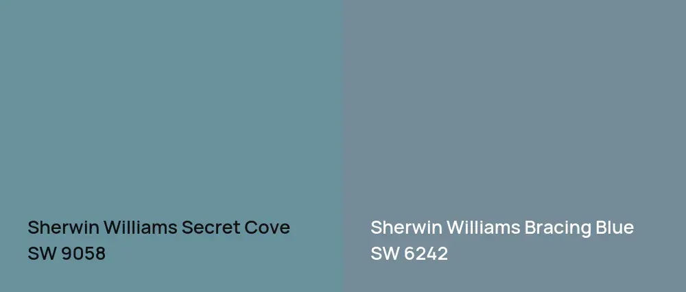 Sherwin Williams Secret Cove SW 9058 vs Sherwin Williams Bracing Blue SW 6242