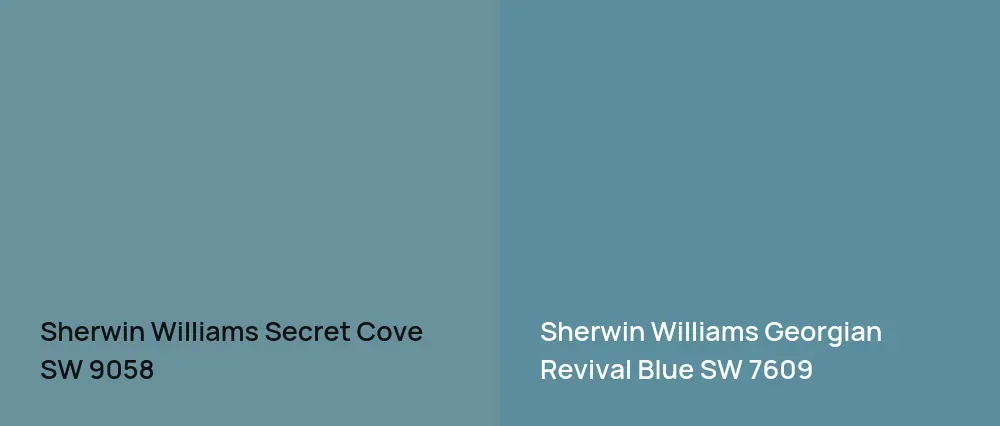 Sherwin Williams Secret Cove SW 9058 vs Sherwin Williams Georgian Revival Blue SW 7609
