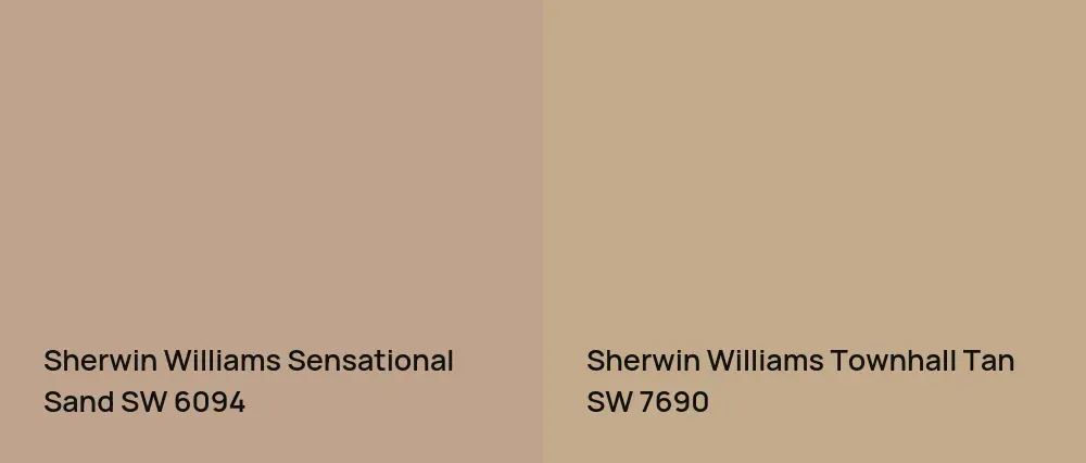 Sherwin Williams Sensational Sand SW 6094 vs Sherwin Williams Townhall Tan SW 7690