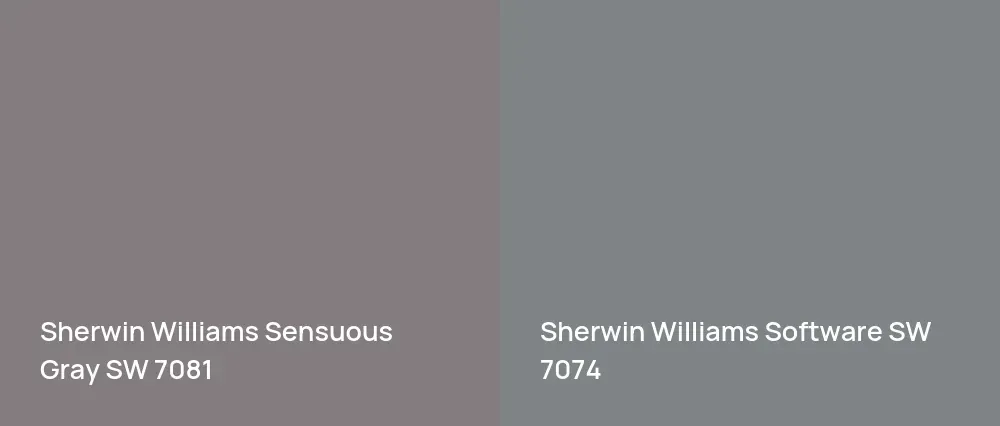 Sherwin Williams Sensuous Gray SW 7081 vs Sherwin Williams Software SW 7074