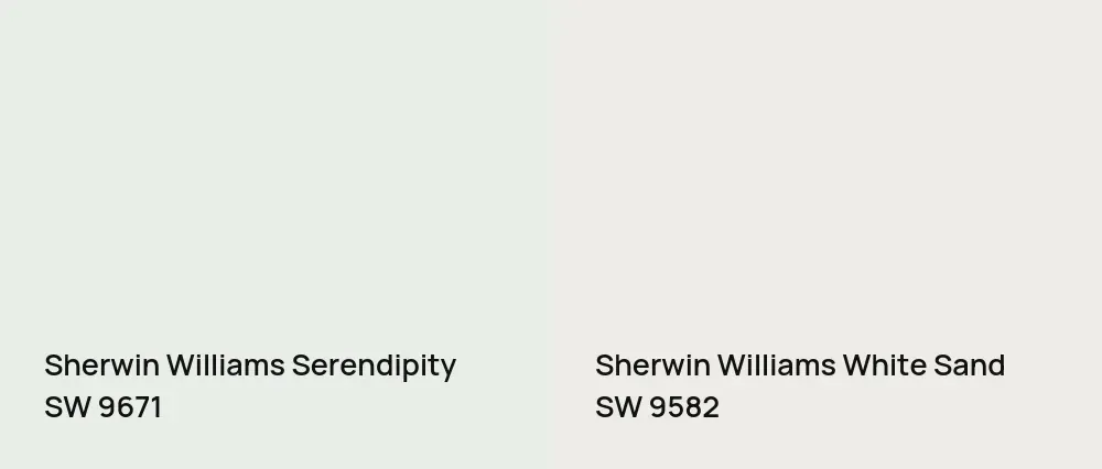 Sherwin Williams Serendipity SW 9671 vs Sherwin Williams White Sand SW 9582