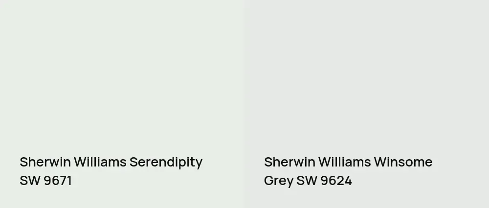 Sherwin Williams Serendipity SW 9671 vs Sherwin Williams Winsome Grey SW 9624