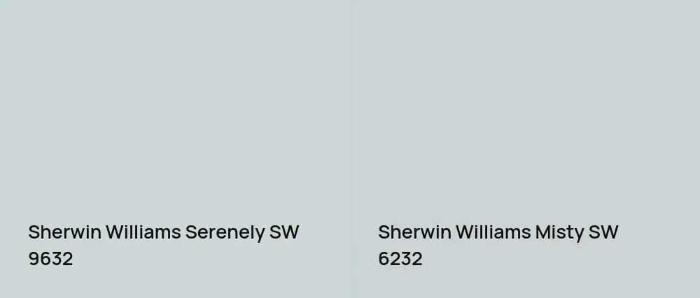 Sherwin Williams Serenely SW 9632 vs Sherwin Williams Misty SW 6232