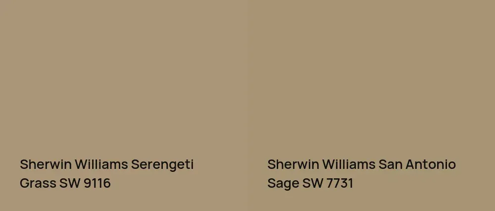 Sherwin Williams Serengeti Grass SW 9116 vs Sherwin Williams San Antonio Sage SW 7731