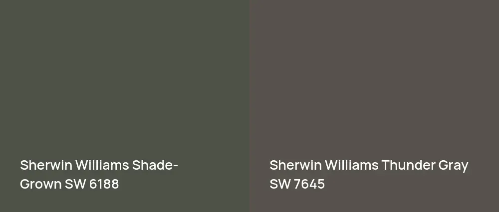 Sherwin Williams Shade-Grown SW 6188 vs Sherwin Williams Thunder Gray SW 7645