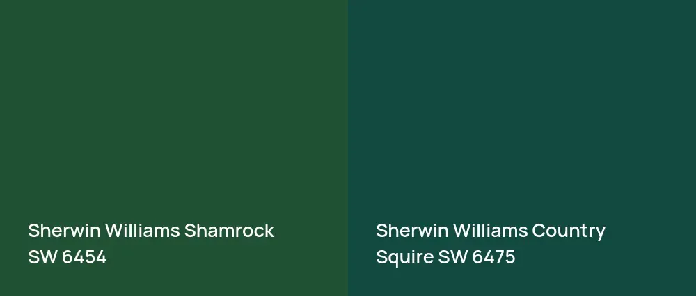 Sherwin Williams Shamrock SW 6454 vs Sherwin Williams Country Squire SW 6475